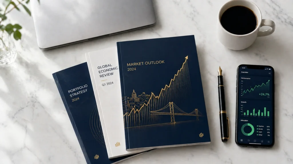 Gr&aacute;fico ascendente de investimento de alto rendimento sobre skyline de Lisboa em tons dourados